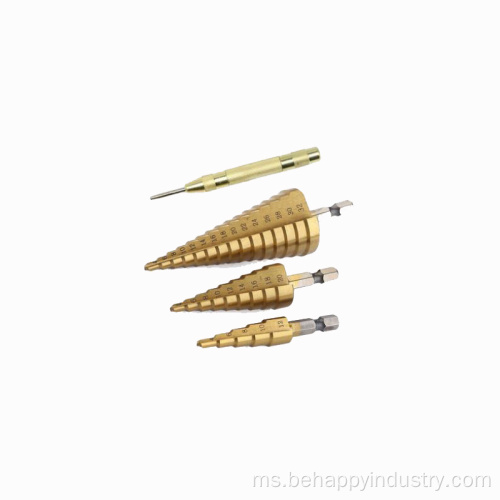 HSS Tin-Coated Step Drill Set untuk Metal Drilling